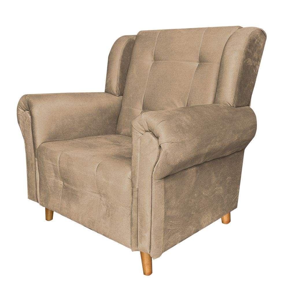 Poltrona Decorativa Bruna Suede Capuccino