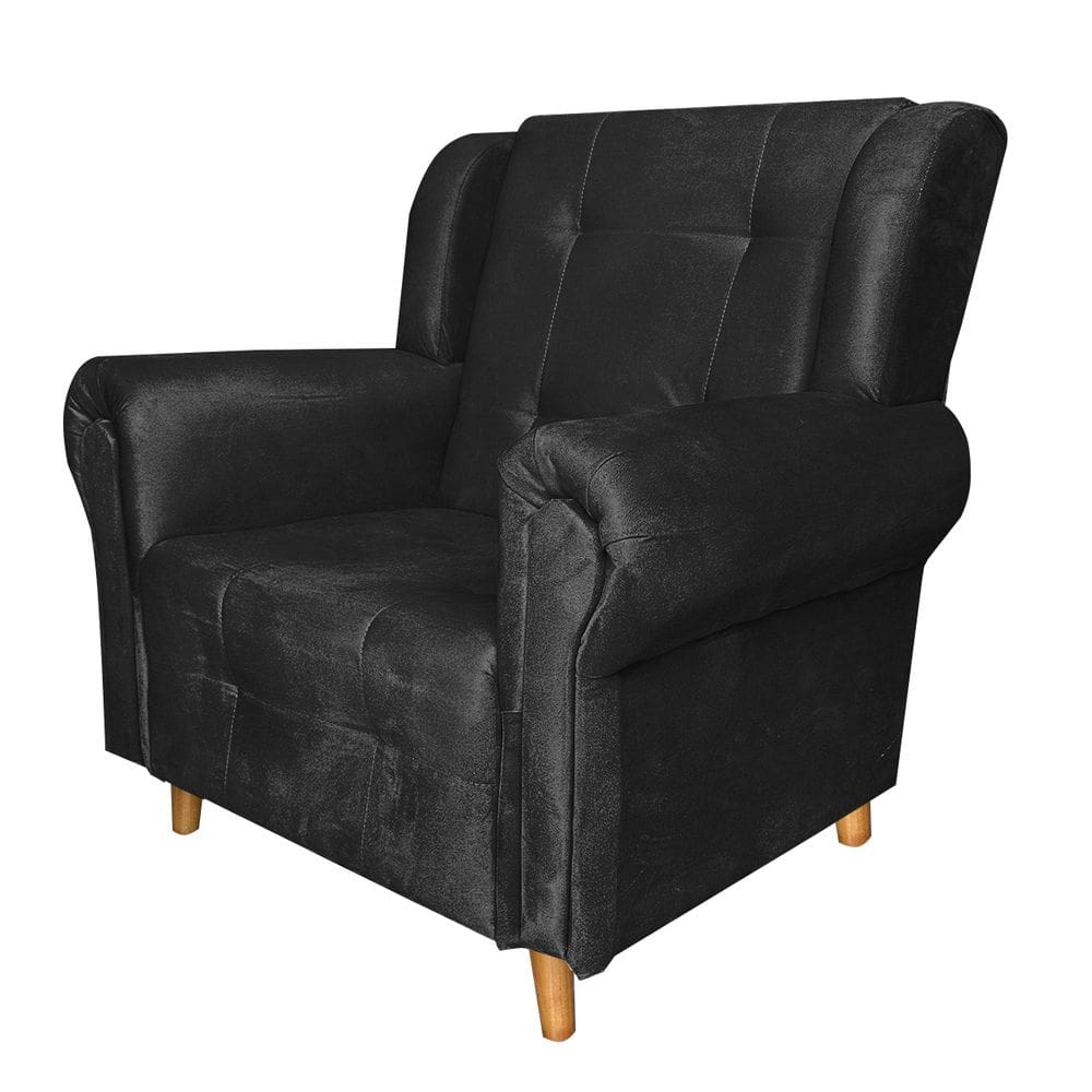 Poltrona Decorativa Bruna Suede Preto