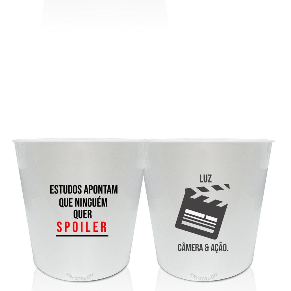 Kit 2 Baldes De Pipoca Personalizados Spoilers, Luz, Camera