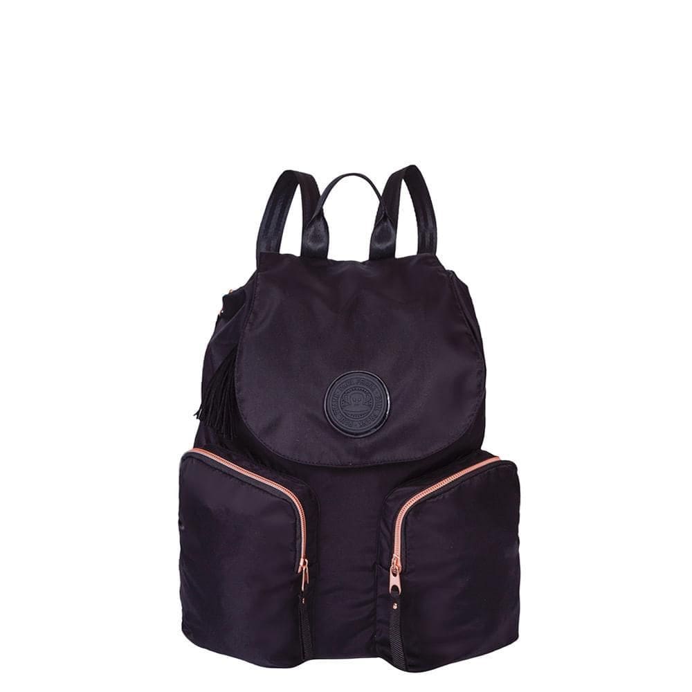 Mochila Média Com Tampa Sestini Paul Frank Glam Preta