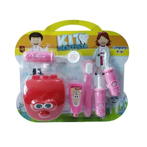 Kit Brinquedo Infantil Dentista Rosa 6 Peças Menina