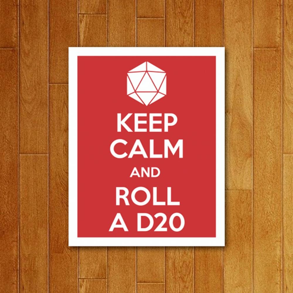 Placa Decorativa Rpg - Keep Calm Dado D20