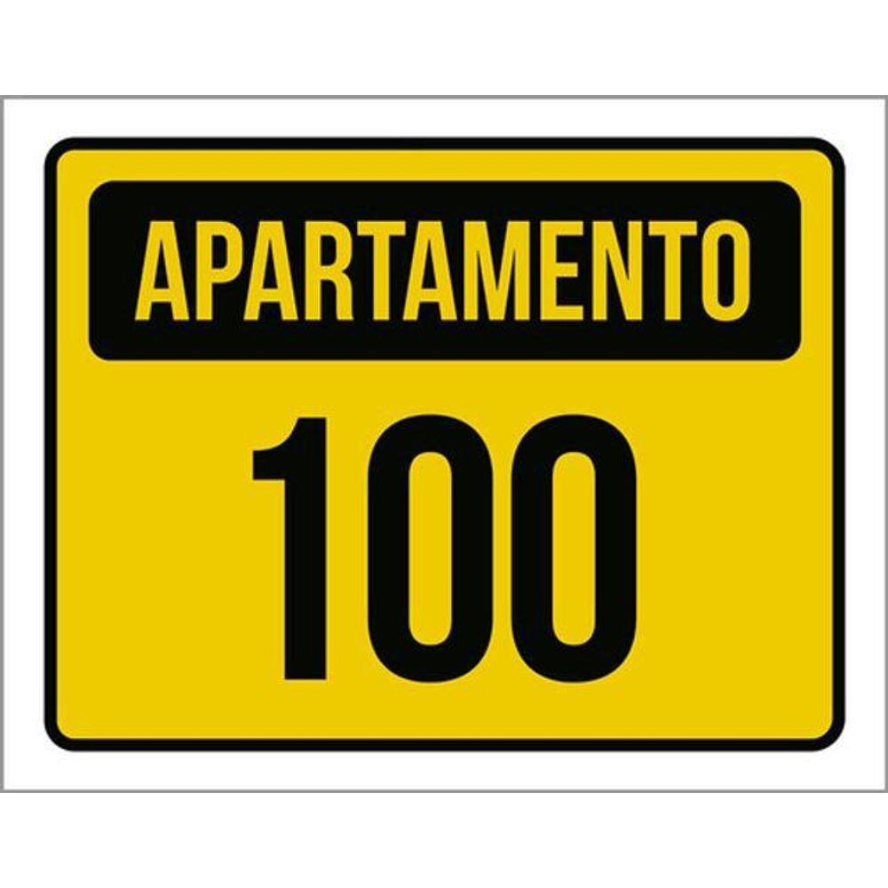Kit 5 Placas Sinalização - Apartamento 100 Amarela