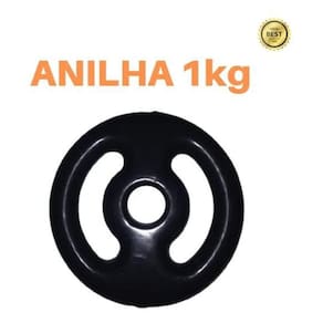 Anilha 1Kg Emborrachada Super Premium Preta Academia/Casa