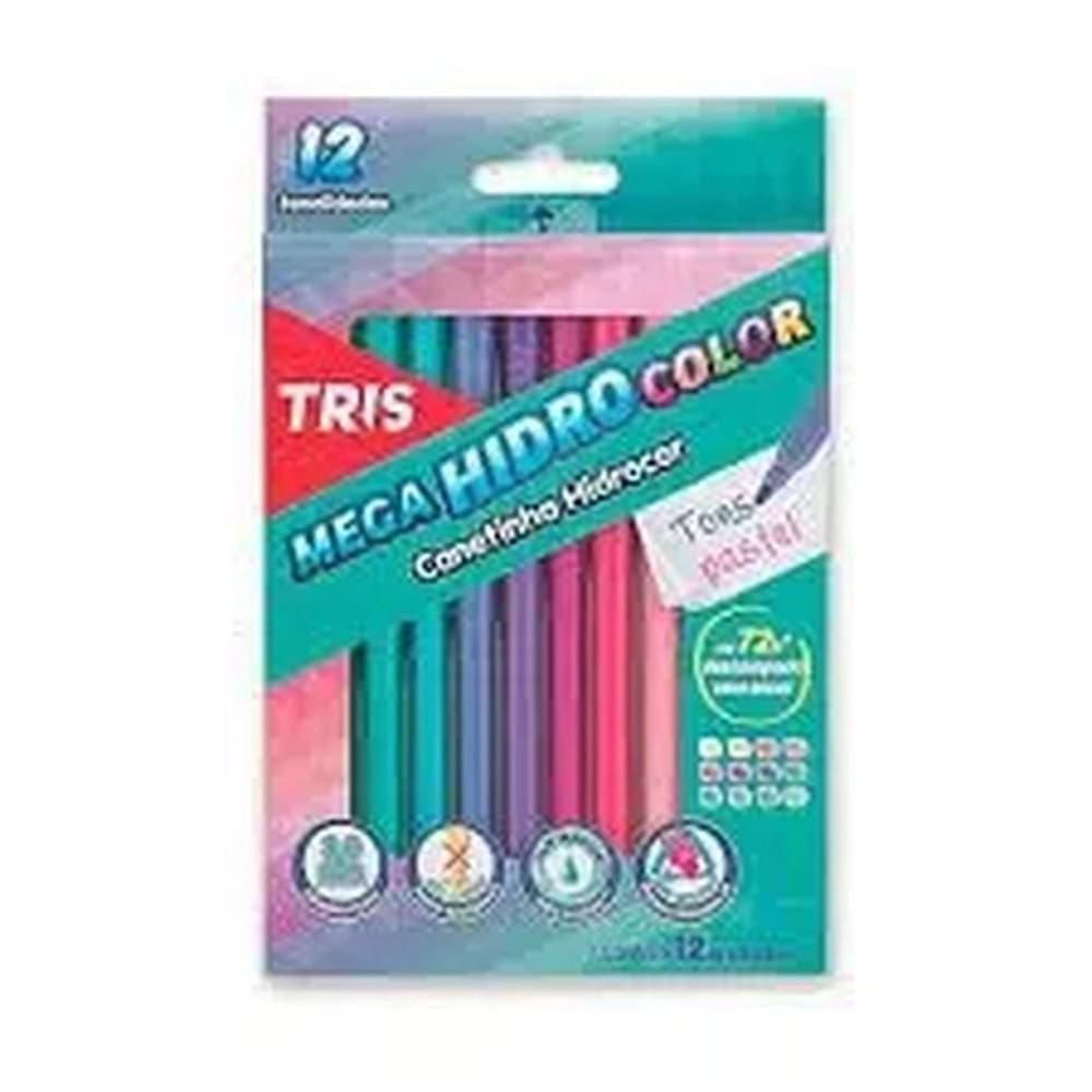 Canetinha Hidrocor Mega Hidro Tons Pastel Com 12 Cores
