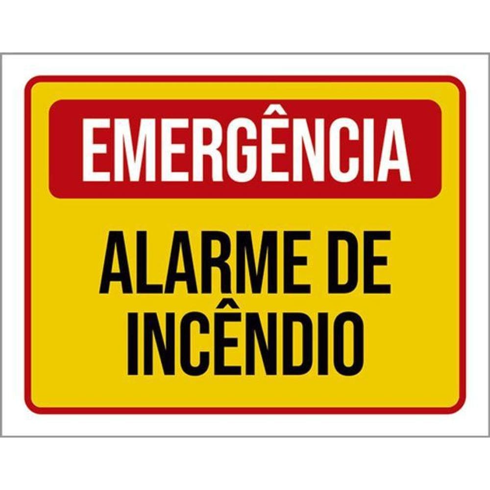 Kit 5 Placas Sinalização - Emergência Alarme De Incêndio