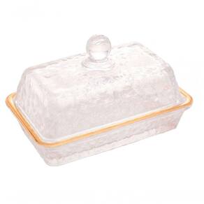 Manteigueira Cristal Fio De Ouro Com Tampa Petra 17cm - Lyor