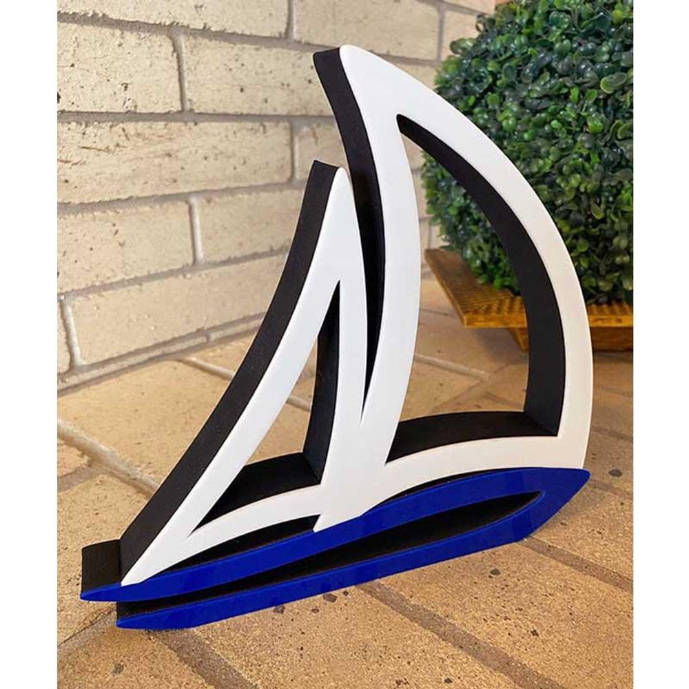 Barco Estilo Em Mdf Decoryou - Ref 344 Azul 20x22x2,7cm