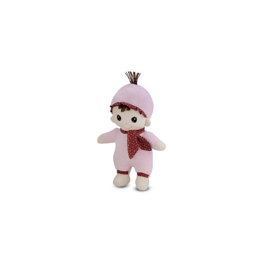 Boneca De Pano Bruna Rosa 34 Cm Antialérgica