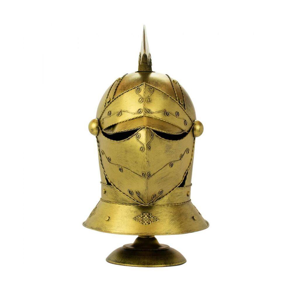 Enfeite Capacete Cavaleiro Medieval Dourado 47X26X30Cm