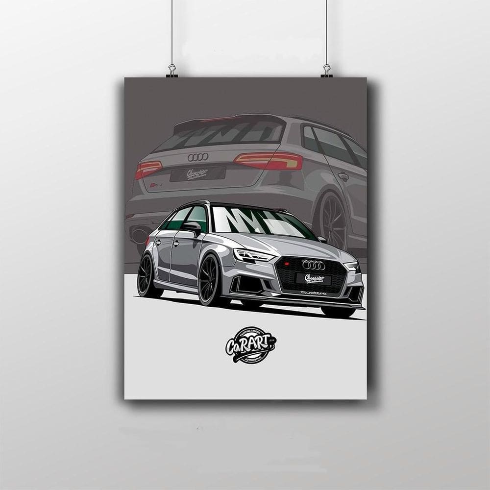 Placa Decorativa Carro Audi A3 - Desenho Arte 20X30Cm