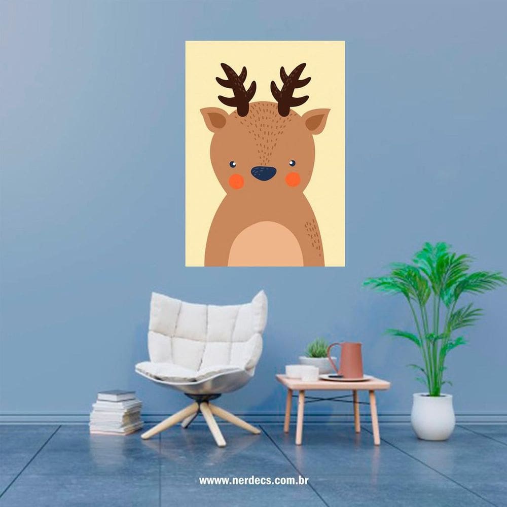 Placa Decorativa Rena Animal Desenho
