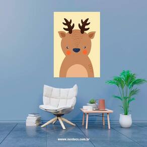Placa Decorativa Rena Animal Desenho