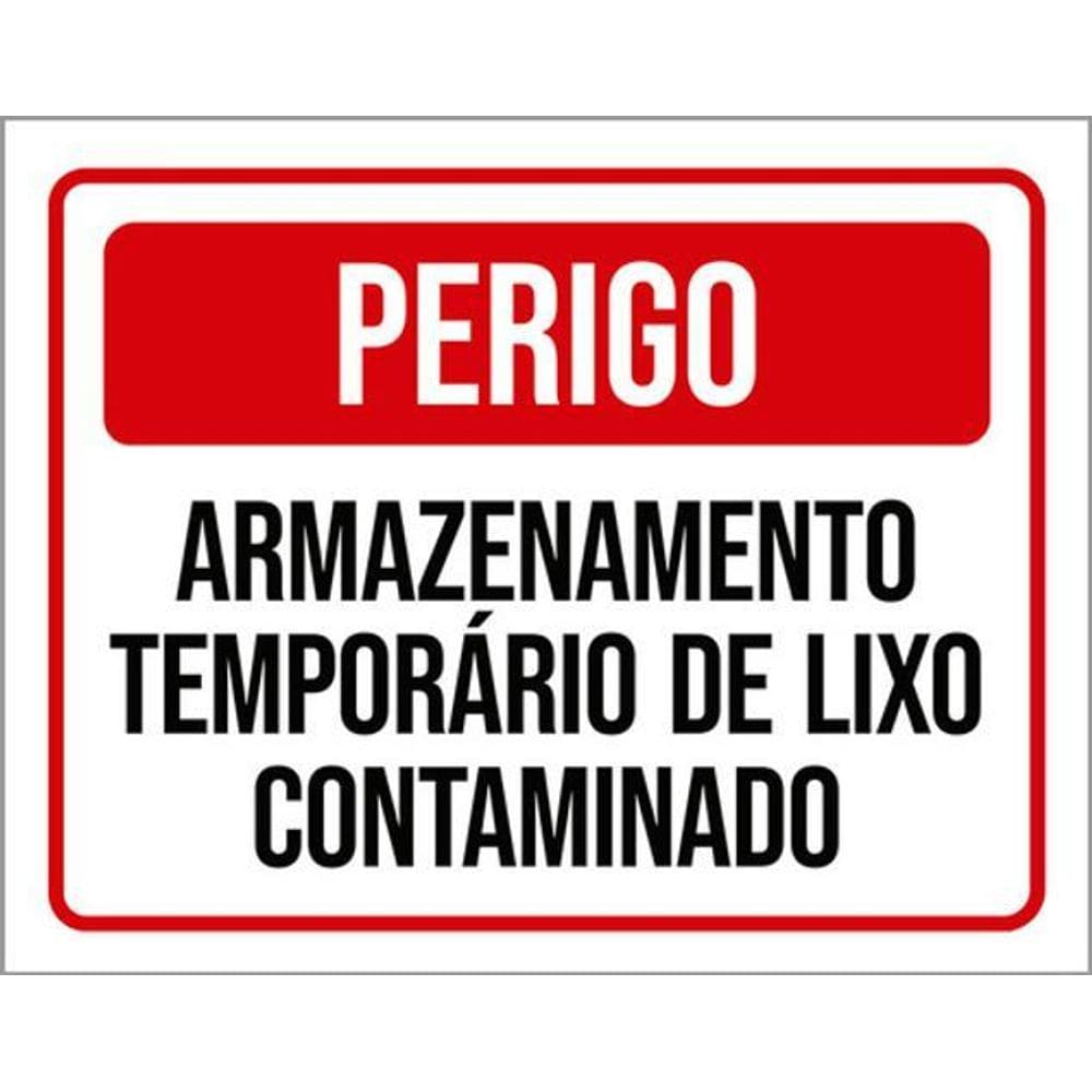 Kit 5 Placas Perigo Armazenamento Lixo Contaminado