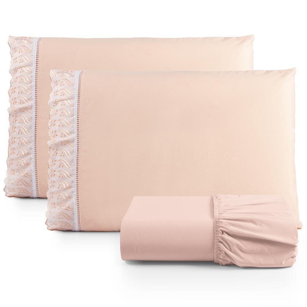 Jogo Lençol Lese Percal 180 Fios Queen 3pçs - Salmão
