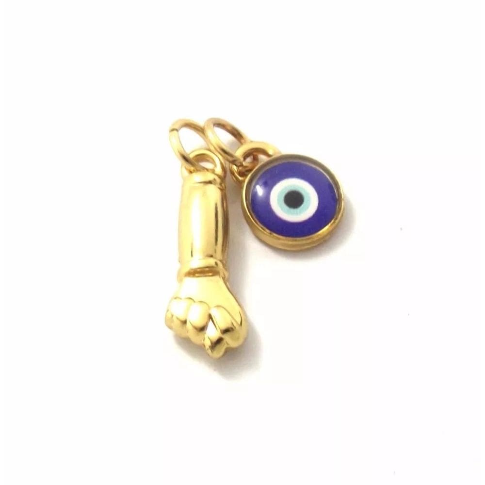 Pingente Figa Olho Grego Turco Folheado Ouro 18k