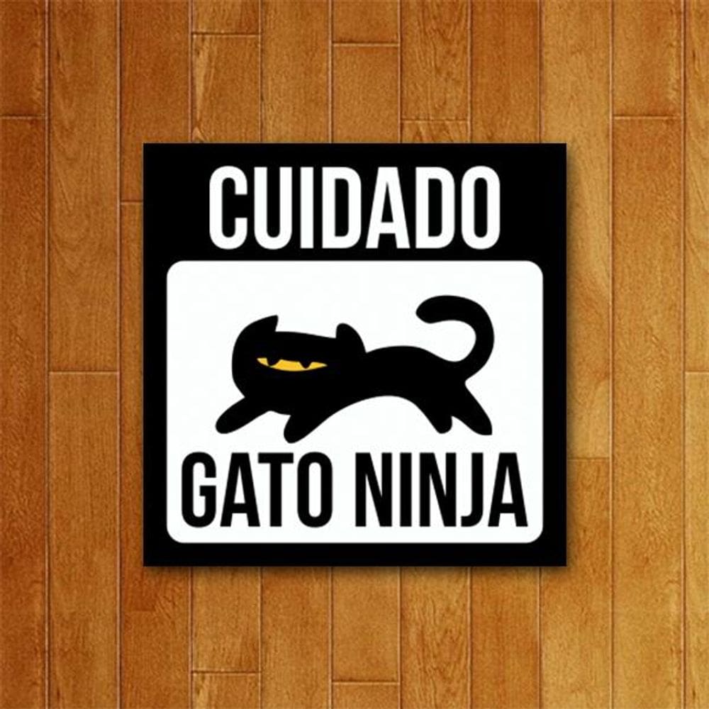 Placa Decorativa Pet - Gato Ninja
