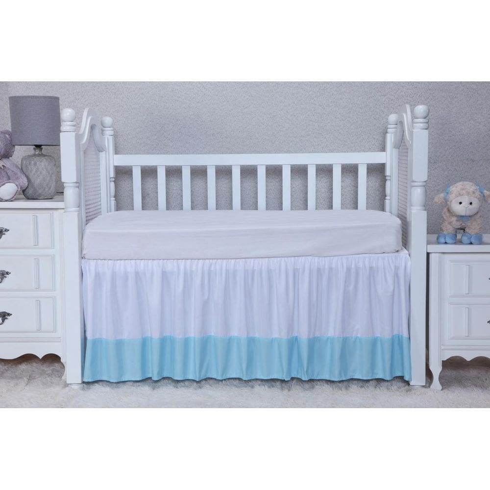 Saia Berço Poliéster Padrão Americano Branco/Azul