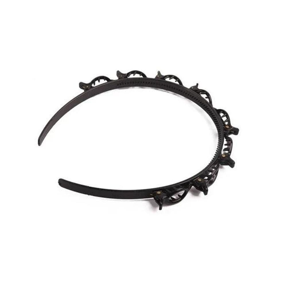Arco Tiara Com Presilhas Twister Preto Acessório Penteado