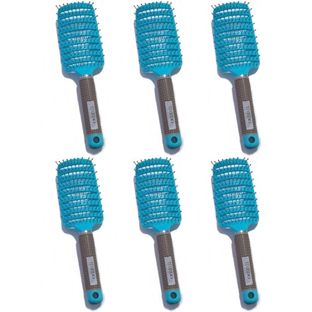 Kit 10 Escovas Vazada Raquete Cerâmica Azul Celeste