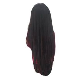 Peruca Front Lace Lisa Vermelho Cereja Com Raíz Escura Fibra