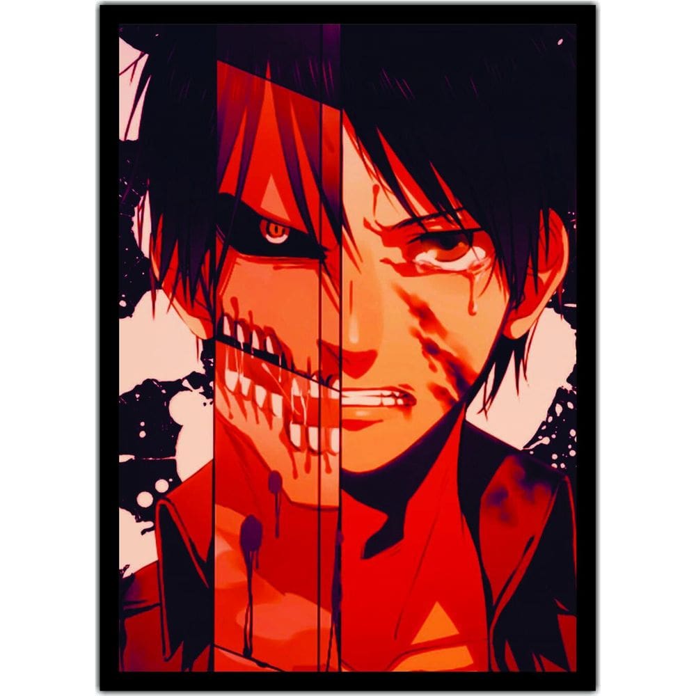 Quadro Anime Shingeki No Kyojin Desenho Com Moldura G01