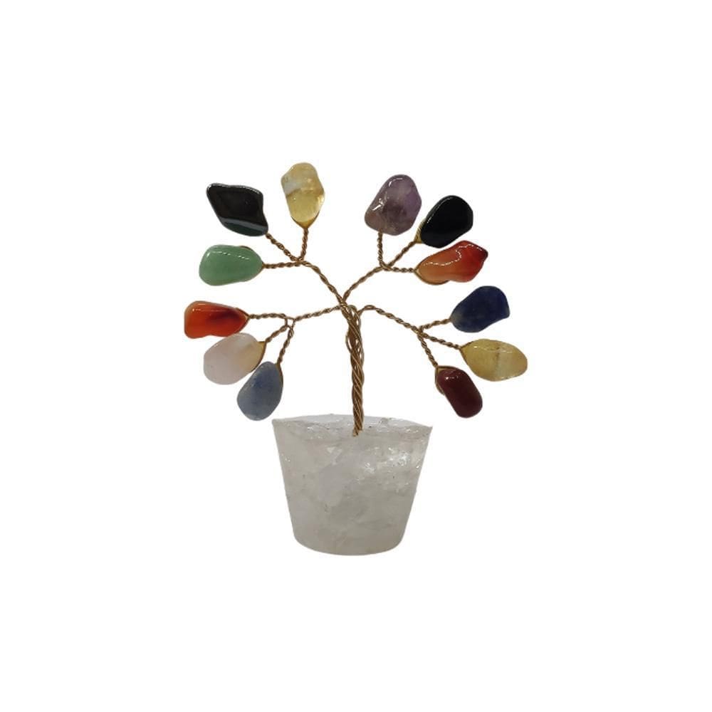 Árvore De Pedras Mistas Base Cristais 7Cm
