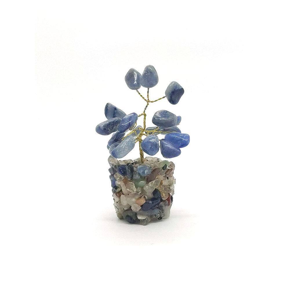 Árvore De Pedra Quartzo Azul Com Base Mix De Cristais - 9Cm