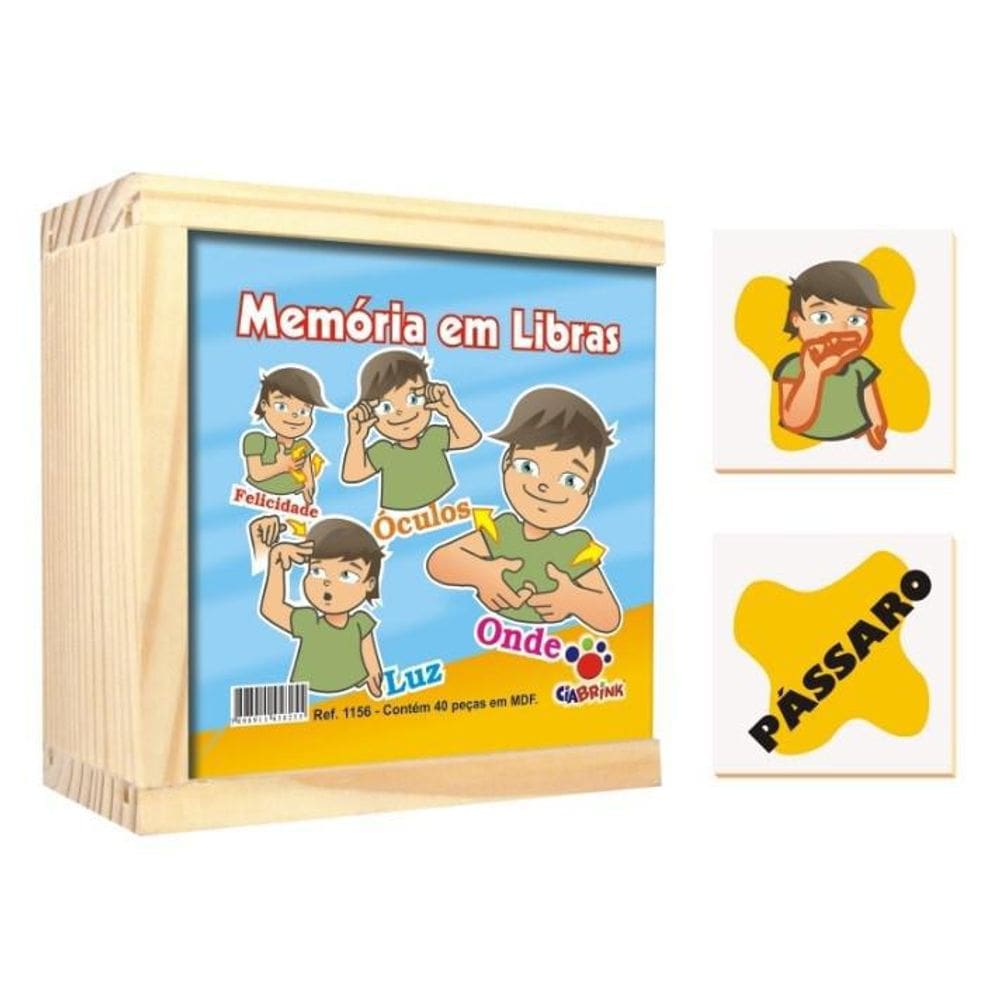 Jogo Memória Libras - 40 Peças MDF - Inclusão