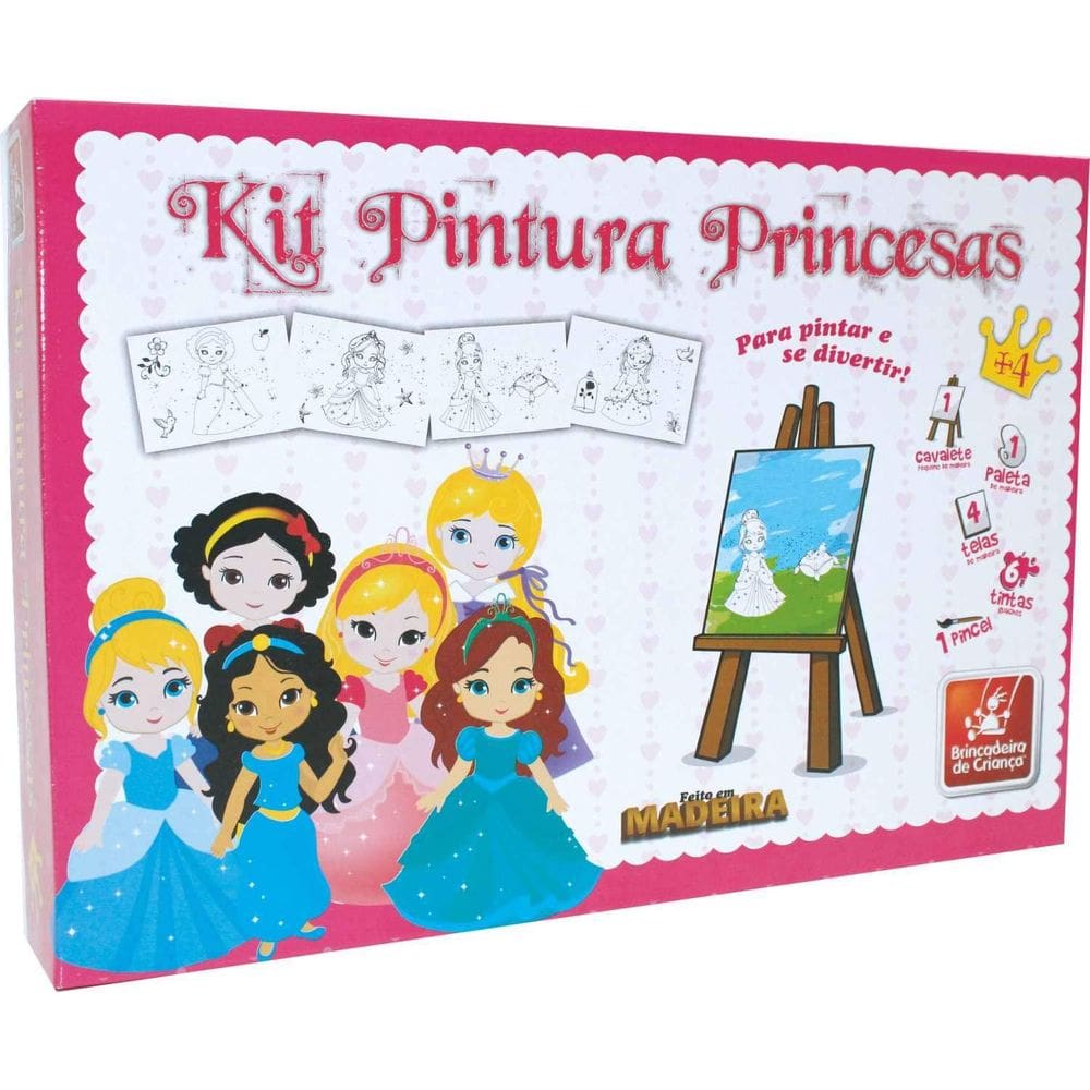 Kit Pintura Infantil Princesa Para Colorir Cavalete E Tintas