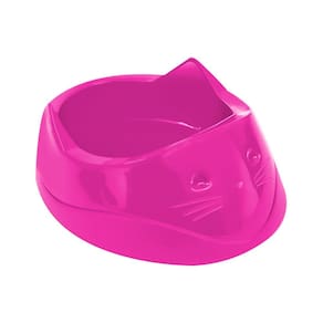 Comedouro plastico Cara do gato furacaopet 200 ml rosa
