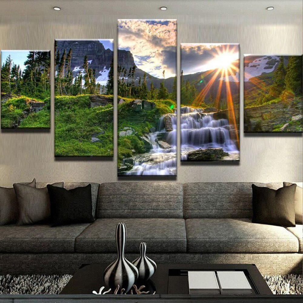 Quadros Decorativos 5 Peças Paisagem Montanha Natureza