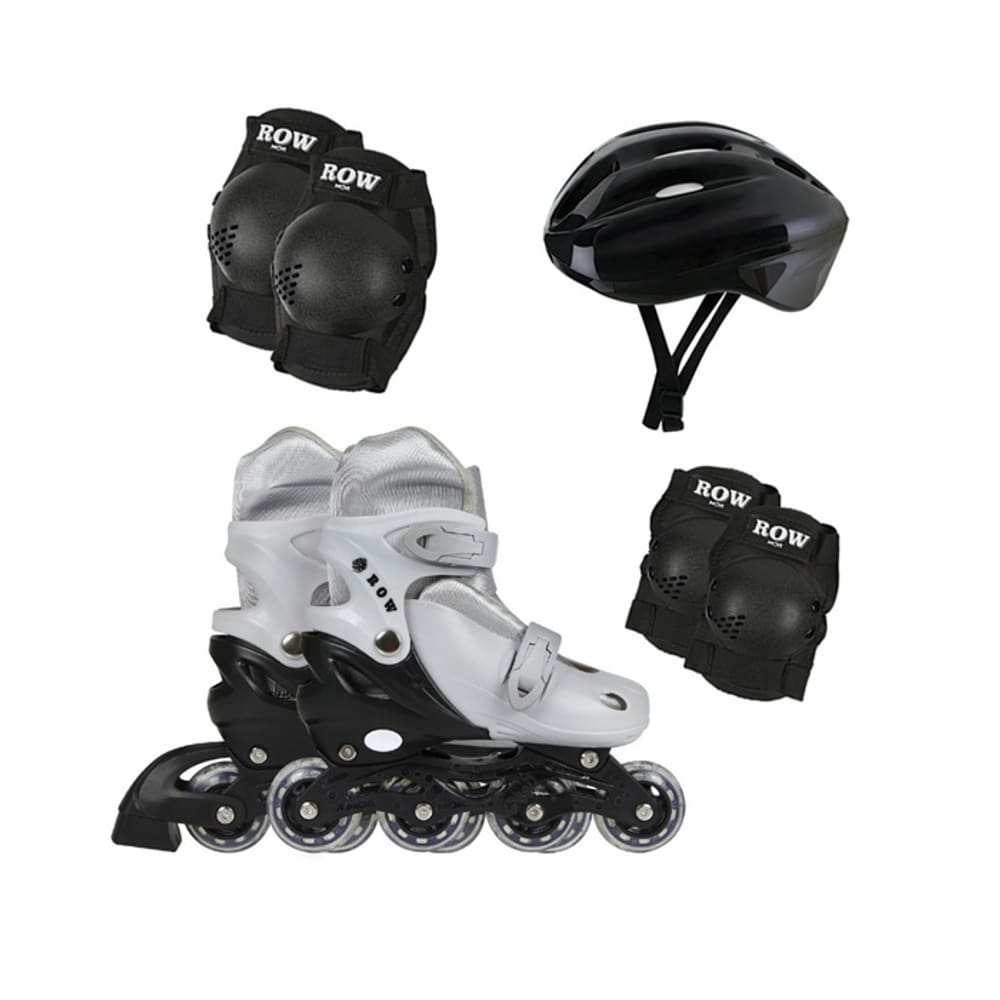 Kit Roller Infantil Cinza Tamanho M 35-38 Mor + Proteções