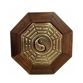 Quadro Baguá Do Céu Posterior Yin Yang Moldura Escura - 18Cm