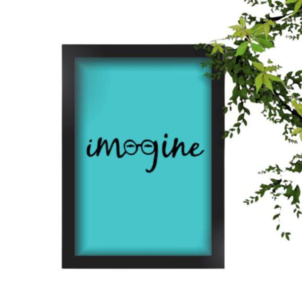 Quadro Decorativo Beatles Imagine Óculos Fundo Azul  A4