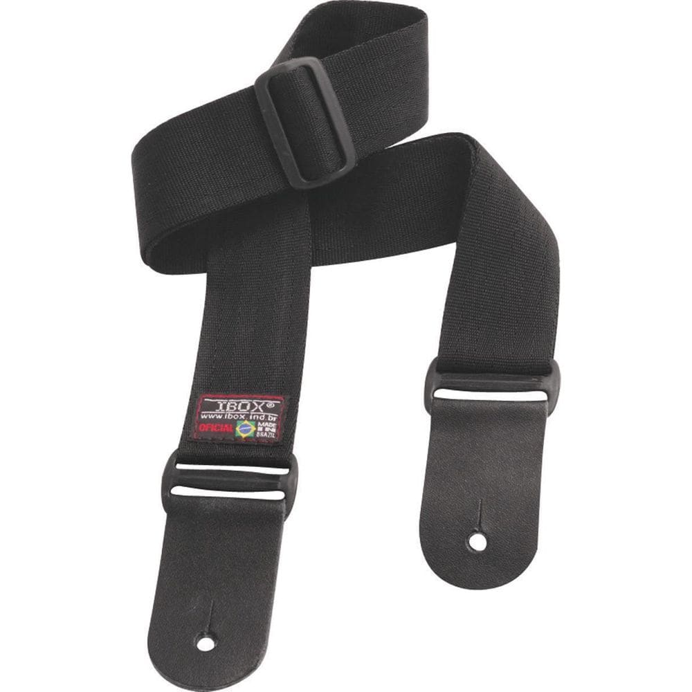 Correia Lisa Nylon 5Cm Ponteira De Couro Duplo Cnp Preta