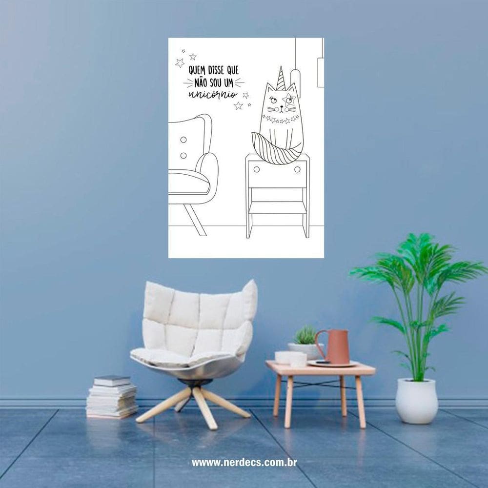 Placa Decorativa Quem Disse Que Não Sou Um Unicórnio Gato Unicórnio