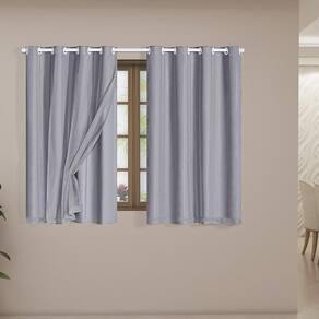 Cortina Blackout Voil 2,00,X1,40 Corta Luz Sala Cinza
