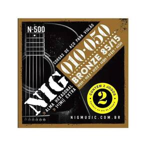 Kit 2 Encordoamento Cordas Violao 010 Nig N500 Set Mi Extra