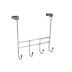 Cabide Cabideiro Suporte Toalha Para Porta 4 Ganchos Cromo