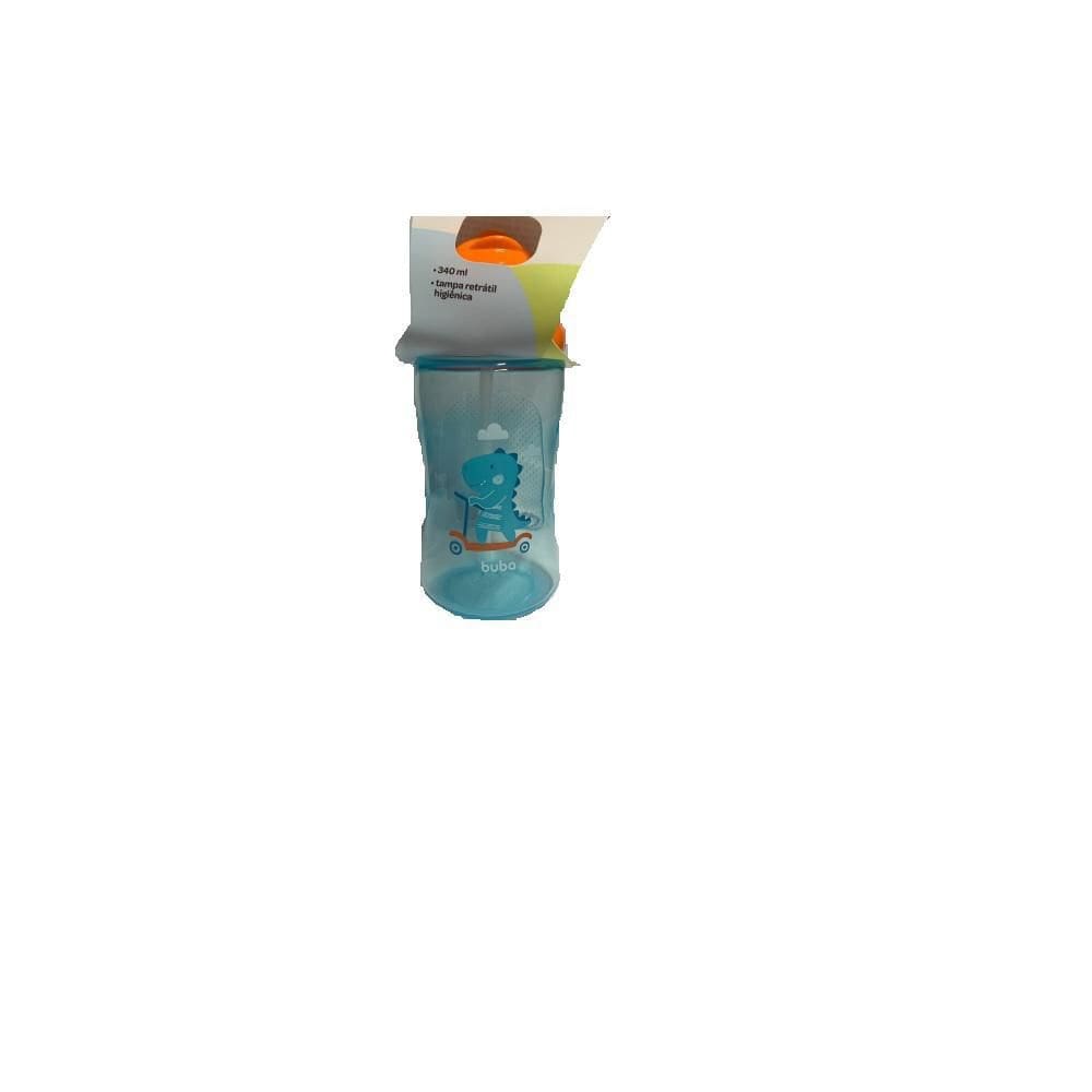 Garrafinha Dino Patinete Azul 340Ml - Buba