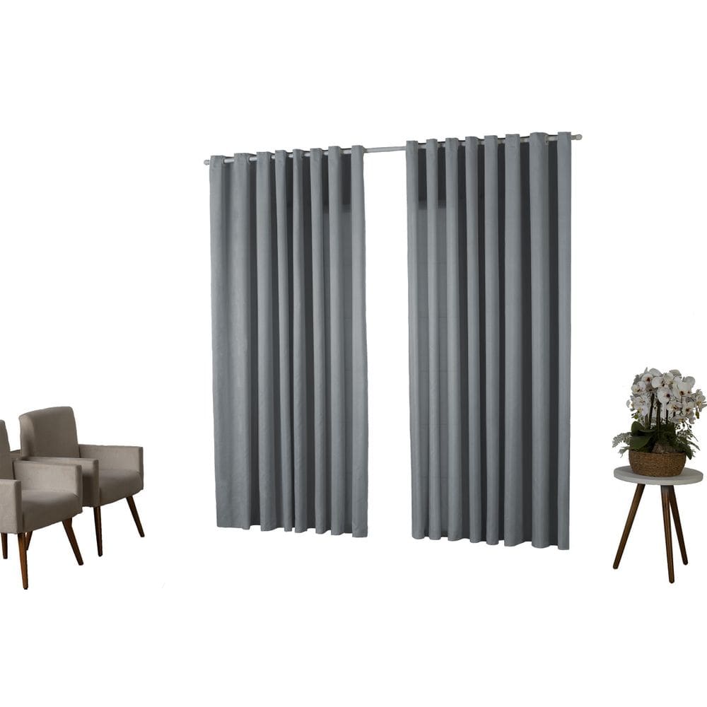 Cortina Oxford 3,00X2,50 Sala Quarto Porta Cinza