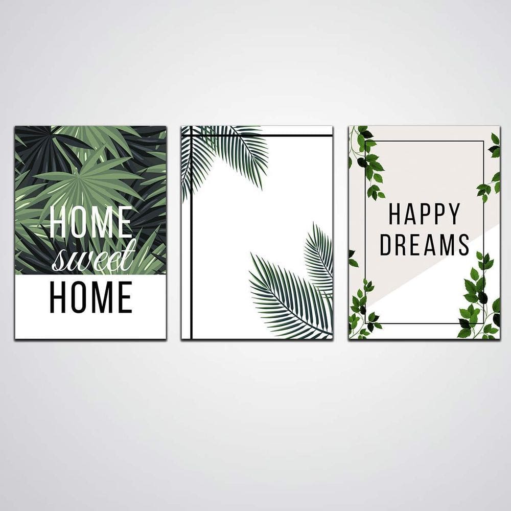 Kit Quadro Home Sweet Home E Happy Dreams Placas Decorativas