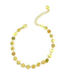 Pulseira Com Medalhinhas Lisa Banhado Em Ouro 18K