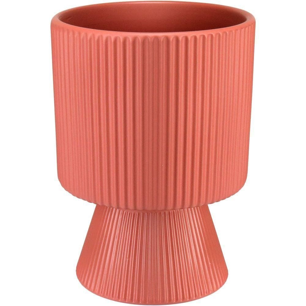 Cachepô Vaso Decorativo Enfeite Casa Redondo Home&co Cerâmica 16x12x12cm Terracota