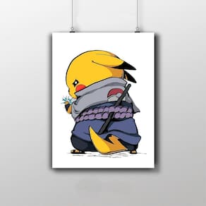 Placa Decorativa Pikachu Sasuke Uchiha Animes