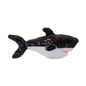 Pelúcia Tubarão Lantejoulas Preto 38Cm