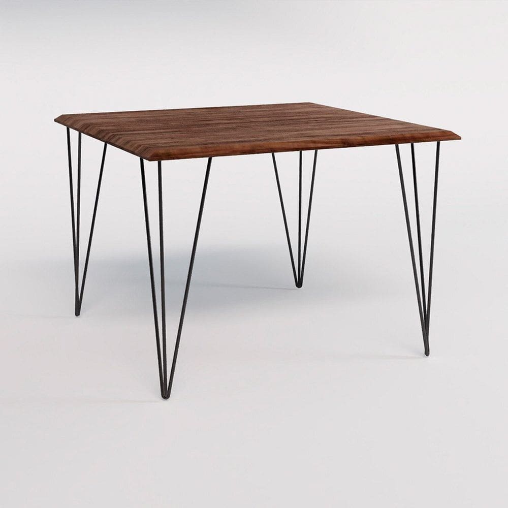 Mesa Eames Clips de Ferro Tampo Quadrado 90x90 Marrom