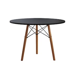 Mesa Eames Eiffel Tampo Redondo Isabella Mdp 80cm 3 Pés em Madeira Preto