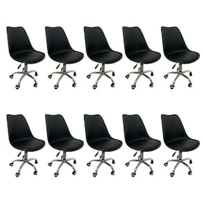 Kit 10 Cadeiras para Escritório Secretária Decorativa Eames Chicago Preto